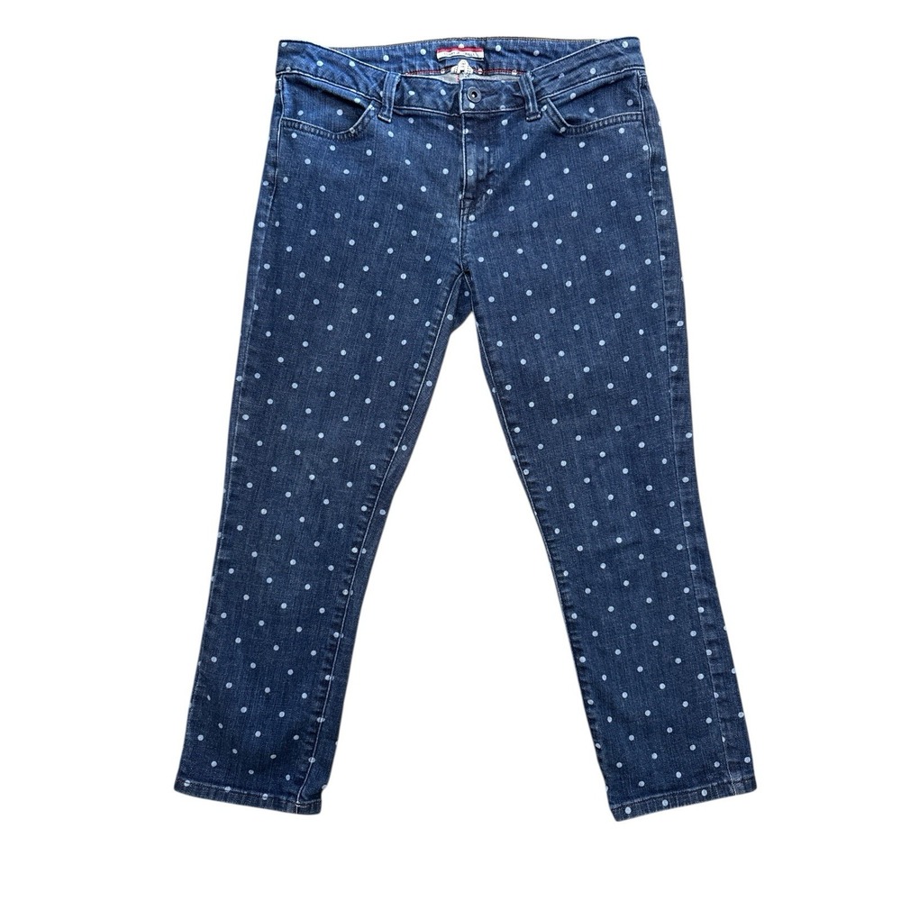 Tommy Hilfiger Jeans Women's Size 4 Blue Polka Dot Denim Cropped Skinny Stretch - Picture 2 of 9